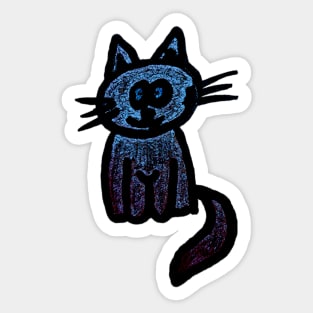 Smiling kitty in blue Sticker